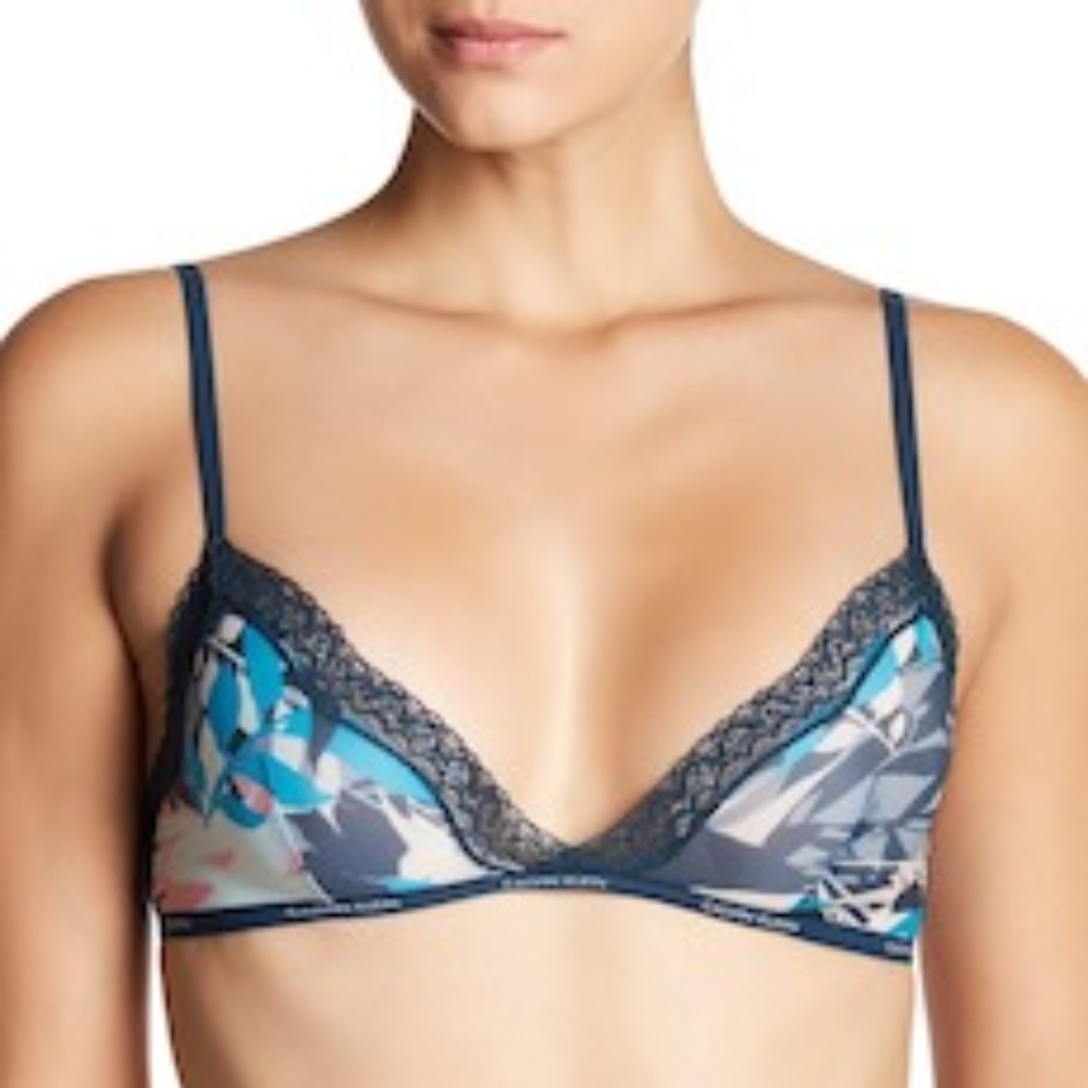 Calvin Klein Blue and Gray Patterned Bra